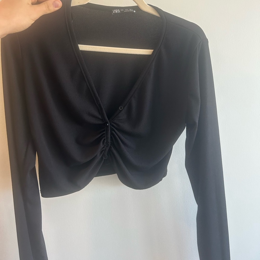 Zara long sleeve crop top